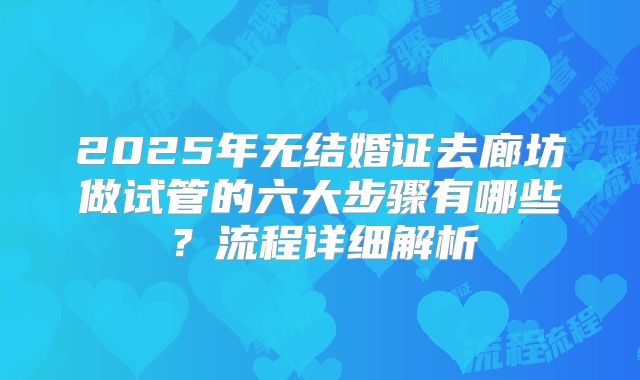 2025年无结婚证去廊坊做试管的六大步骤有哪些？流程详细解析