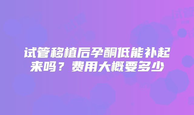 试管移植后孕酮低能补起来吗？费用大概要多少