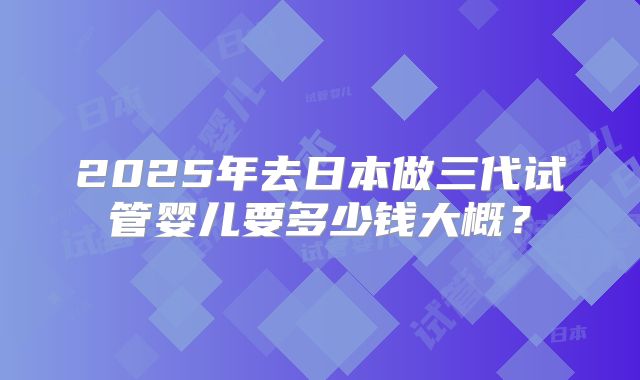 2025年去日本做三代试管婴儿要多少钱大概？