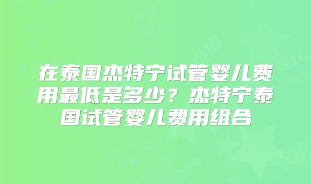 在泰国杰特宁试管婴儿费用最低是多少？杰特宁泰国试管婴儿费用组合