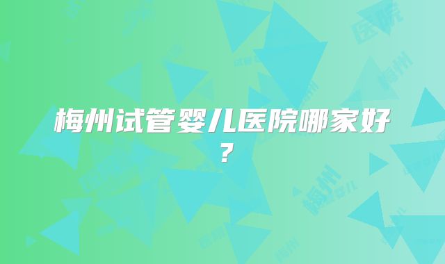 梅州试管婴儿医院哪家好?