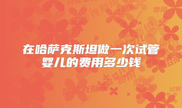 在哈萨克斯坦做一次试管婴儿的费用多少钱
