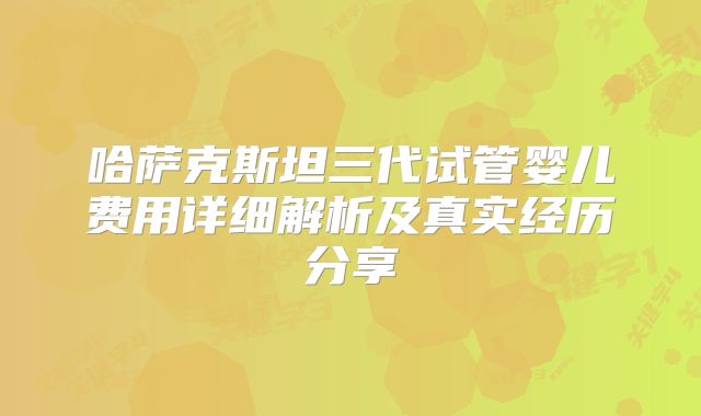 哈萨克斯坦三代试管婴儿费用详细解析及真实经历分享