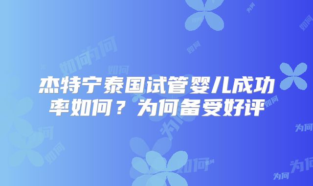 杰特宁泰国试管婴儿成功率如何?为何备受好评