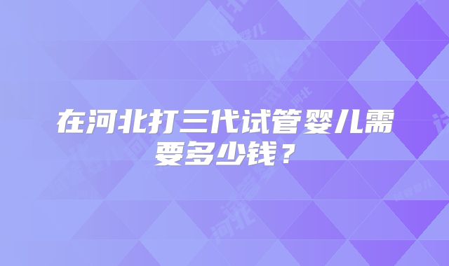 在河北打三代试管婴儿需要多少钱？