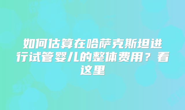如何估算在哈萨克斯坦进行试管婴儿的整体费用?看这里