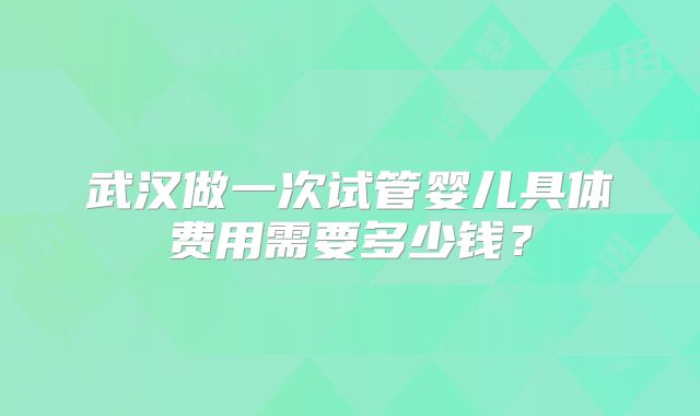 武汉做一次试管婴儿具体费用需要多少钱？