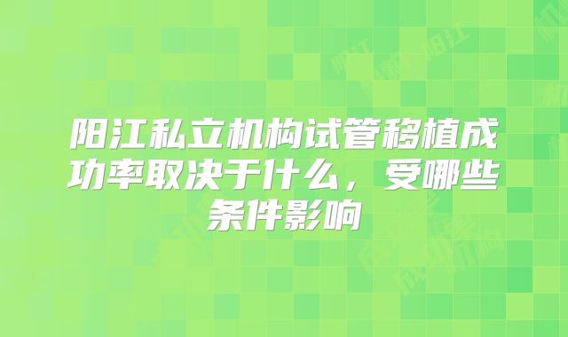 阳江私立机构试管移植成功率取决于什么，受哪些条件影响