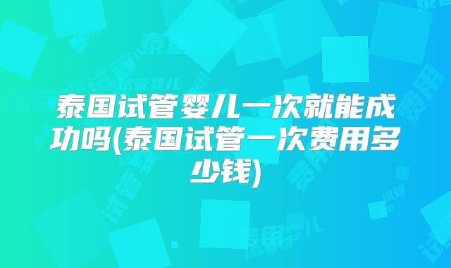 泰国试管婴儿一次就能成功吗(泰国试管一次费用多少钱)