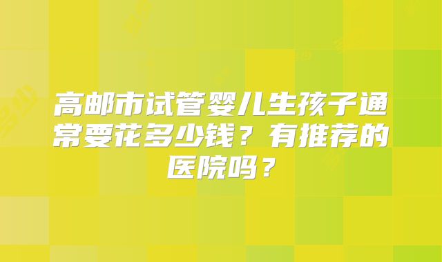 高邮市试管婴儿生孩子通常要花多少钱？有推荐的医院吗？
