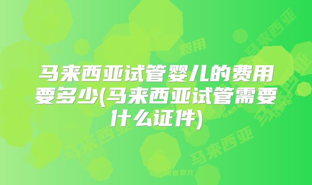马来西亚试管婴儿的费用要多少(马来西亚试管需要什么证件)