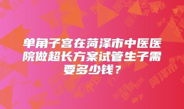 单角子宫在菏泽市中医医院做超长方案试管生子需要多少钱？