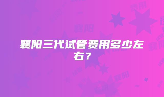 襄阳三代试管费用多少左右？