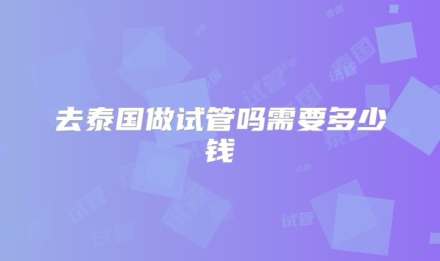 去泰国做试管吗需要多少钱