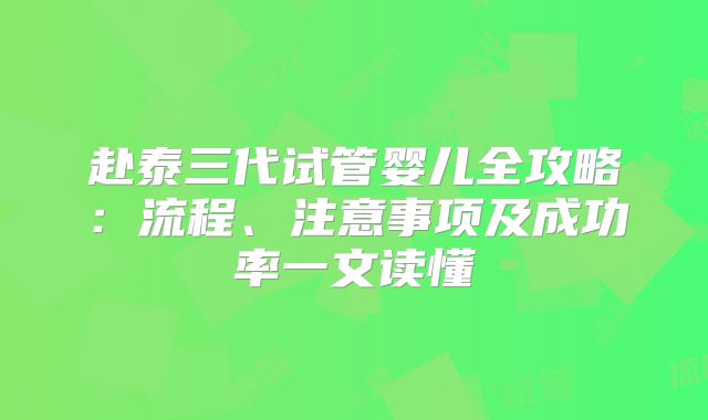 赴泰三代试管婴儿全攻略：流程、注意事项及成功率一文读懂