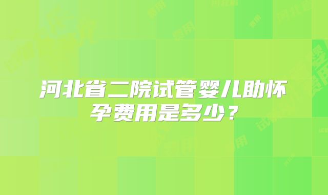河北省二院试管婴儿助怀孕费用是多少？