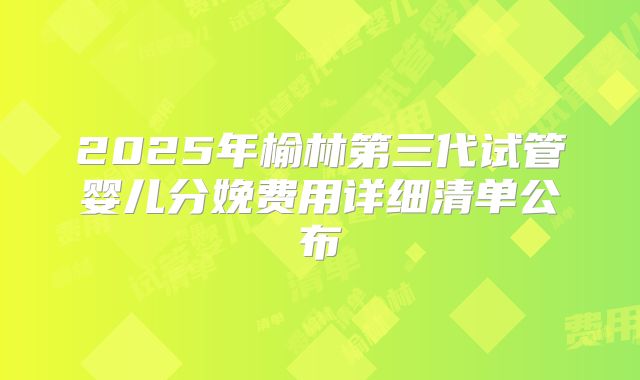 2025年榆林第三代试管婴儿分娩费用详细清单公布