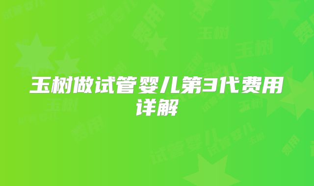 玉树做试管婴儿第3代费用详解