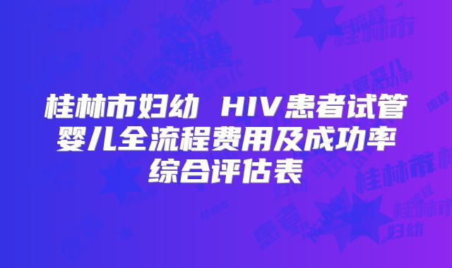 桂林市妇幼 HIV患者试管婴儿全流程费用及成功率综合评估表
