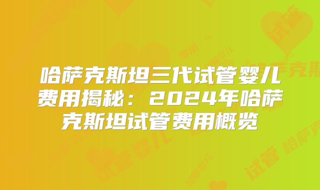 哈萨克斯坦三代试管婴儿费用揭秘：2024年哈萨克斯坦试管费用概览
