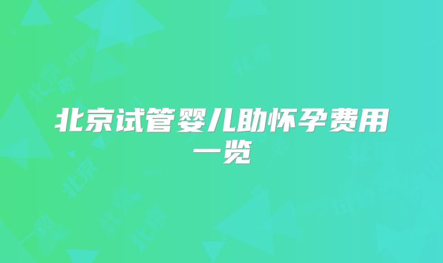北京试管婴儿助怀孕费用一览