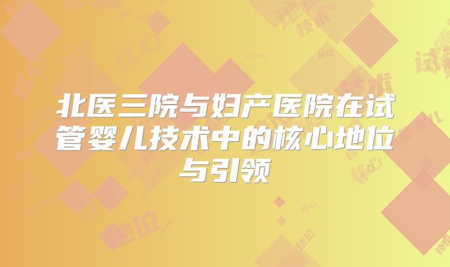 北医三院与妇产医院在试管婴儿技术中的核心地位与引领