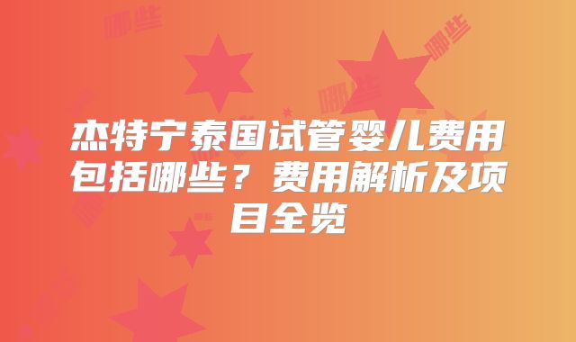 杰特宁泰国试管婴儿费用包括哪些？费用解析及项目全览