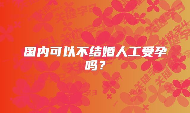 国内可以不结婚人工受孕吗？