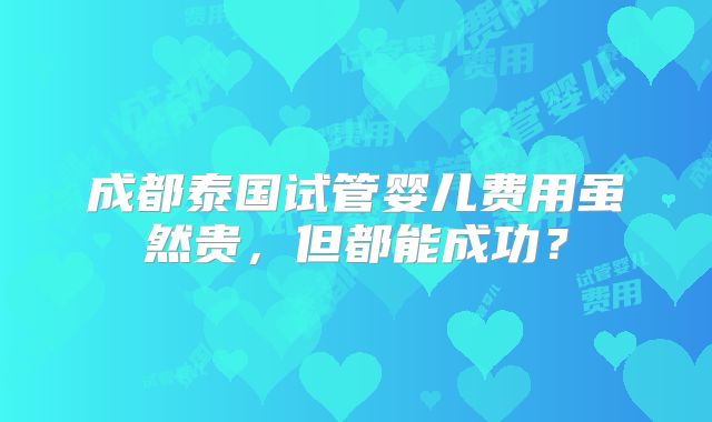 成都泰国试管婴儿费用虽然贵，但都能成功？