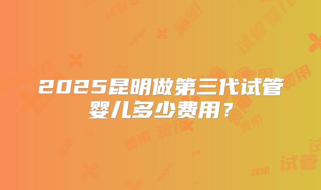 2025昆明做第三代试管婴儿多少费用?
