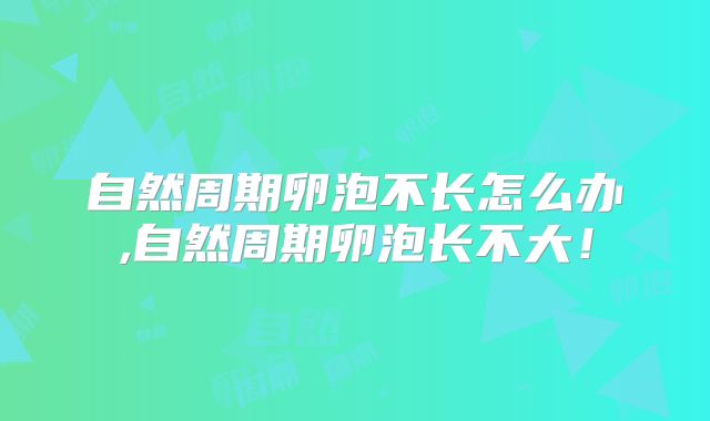 自然周期卵泡不长怎么办,自然周期卵泡长不大！