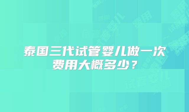 泰国三代试管婴儿做一次费用大概多少？