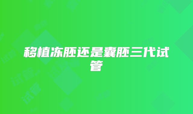 移植冻胚还是囊胚三代试管