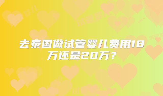 去泰国做试管婴儿费用18万还是20万？
