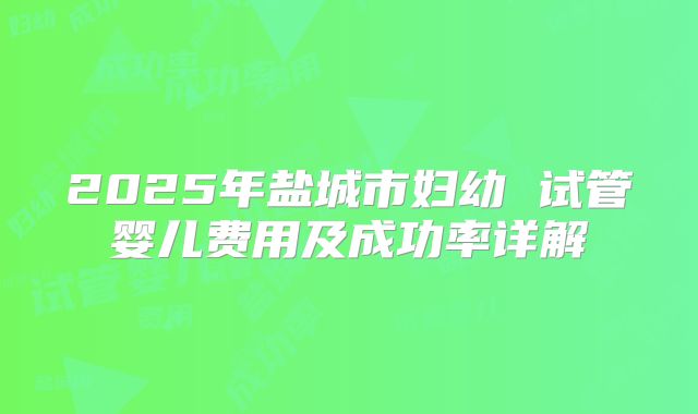 2025年盐城市妇幼 试管婴儿费用及成功率详解