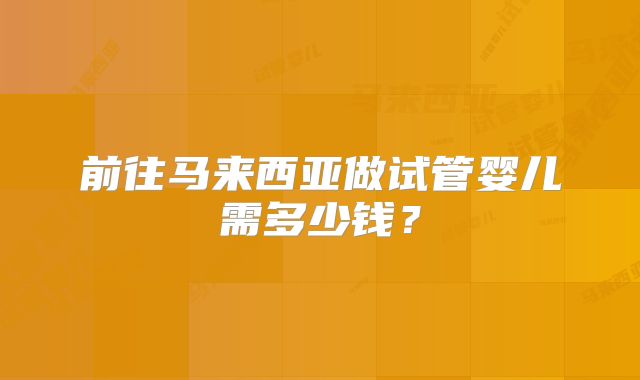 前往马来西亚做试管婴儿需多少钱？