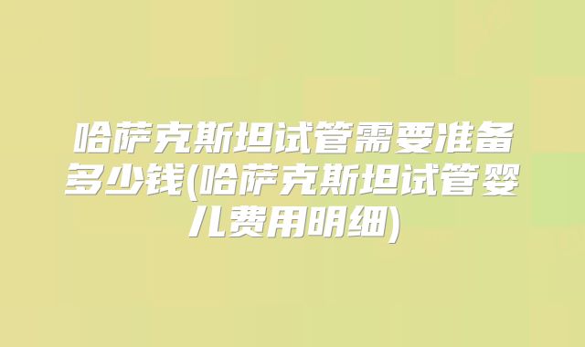 哈萨克斯坦试管需要准备多少钱(哈萨克斯坦试管婴儿费用明细)