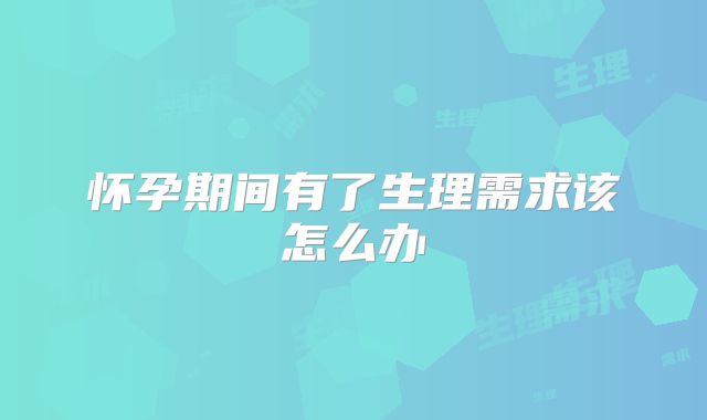 怀孕期间有了生理需求该怎么办