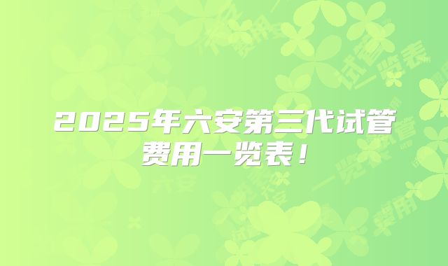 2025年六安第三代试管费用一览表!