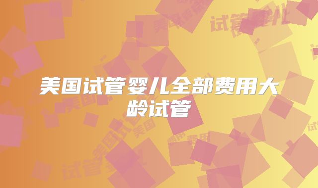 美国试管婴儿全部费用大龄试管