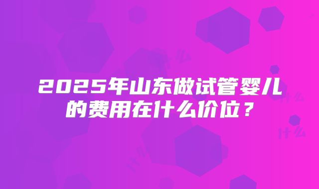 2025年山东做试管婴儿的费用在什么价位？