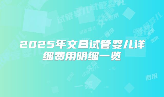 2025年文昌试管婴儿详细费用明细一览
