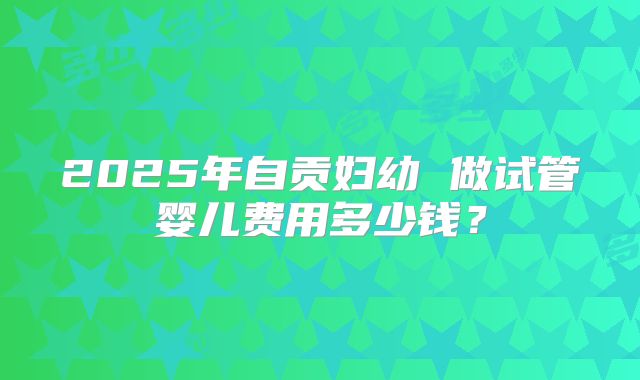 2025年自贡妇幼 做试管婴儿费用多少钱?