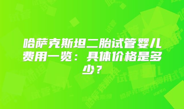 哈萨克斯坦二胎试管婴儿费用一览：具体价格是多少？