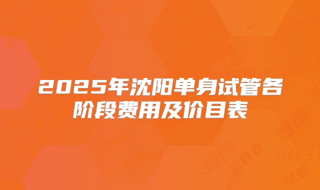 2025年沈阳单身试管各阶段费用及价目表