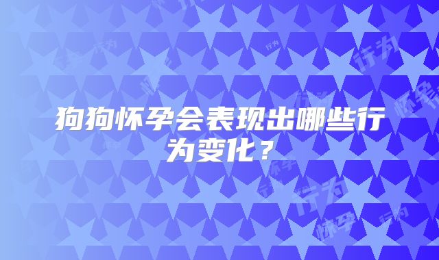 狗狗怀孕会表现出哪些行为变化?