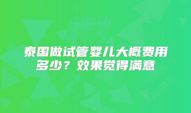 泰国做试管婴儿大概费用多少？效果觉得满意