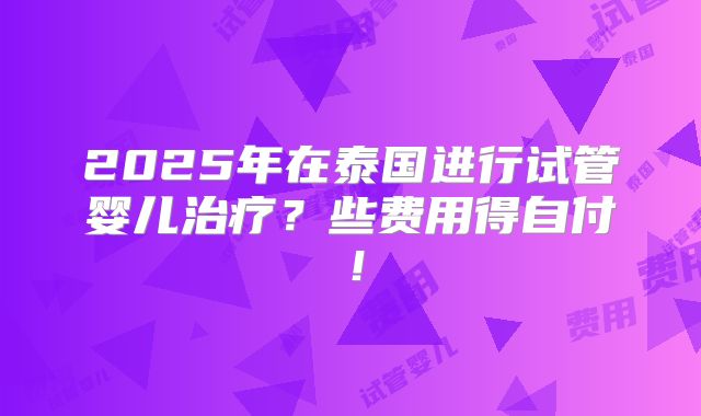 2025年在泰国进行试管婴儿治疗?些费用得自付!
