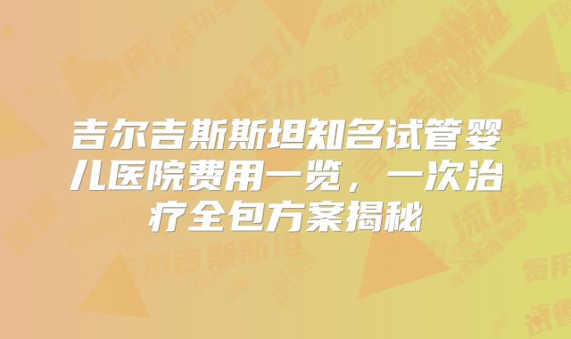 吉尔吉斯斯坦知名试管婴儿医院费用一览,一次治疗全包方案揭秘