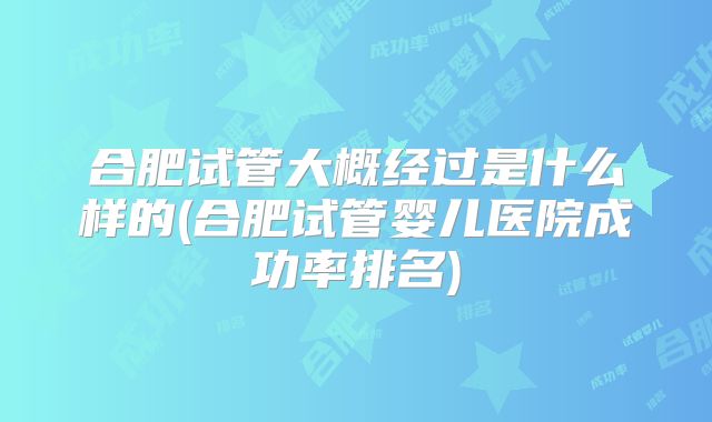 合肥试管大概经过是什么样的(合肥试管婴儿医院成功率排名)